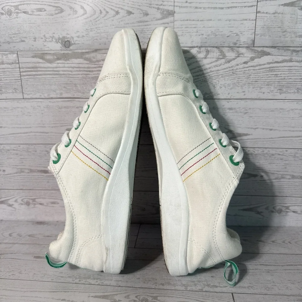 Vionic Beach Stinson Sneakers Sz 10 White Canvas Comfort Walking Lace Up Shoes